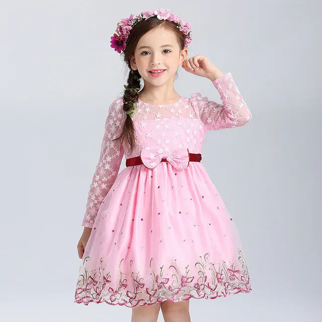 Princess Girl Dress Long Sleeve Hollow Lace Kid Clothes Embroidery ...