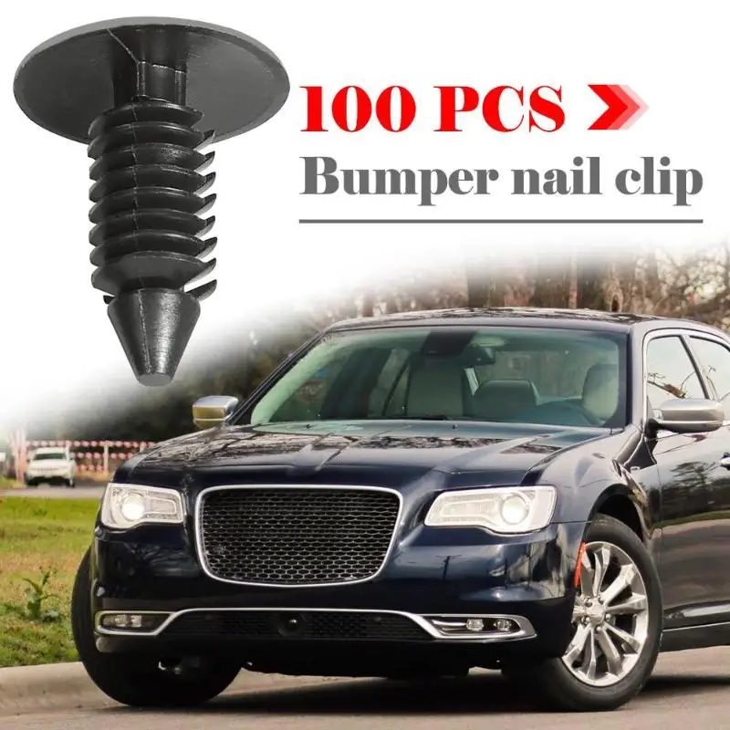 100 шт. 8 мм Отверстие пластик заклепки бампера Fender Push зажимы для GM Ford Chrysler Auveco Автомобильные Брызговики бамперы автомобиля Черный Авто застежка Fit
