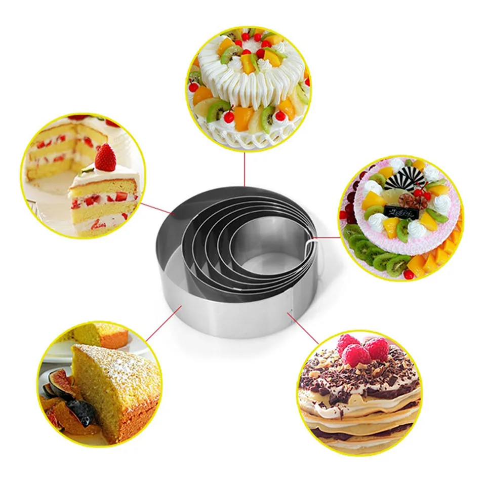 Transhome Mousse Cake Ring 6Pcs Stainless Steel Mousse Mold Cake Mold For Baking Mousse Cake Baking Pastry Tools Bakeware Tools