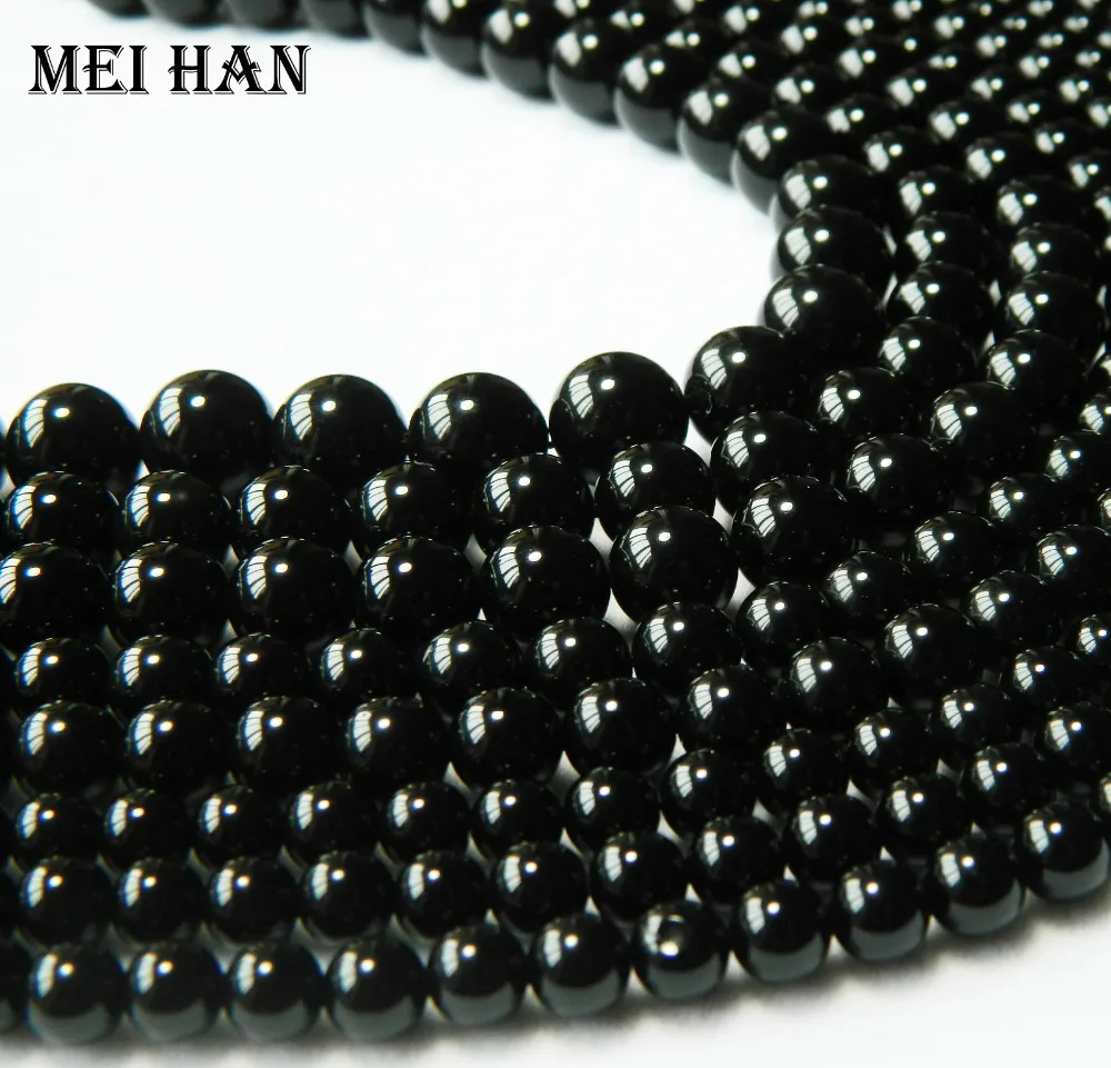 Meihan 6-12 мм натуральный Morion черный кварц Гладкий Круглый свободный Бисер для ювелирных изделий Сделай Сам дизайн браслет