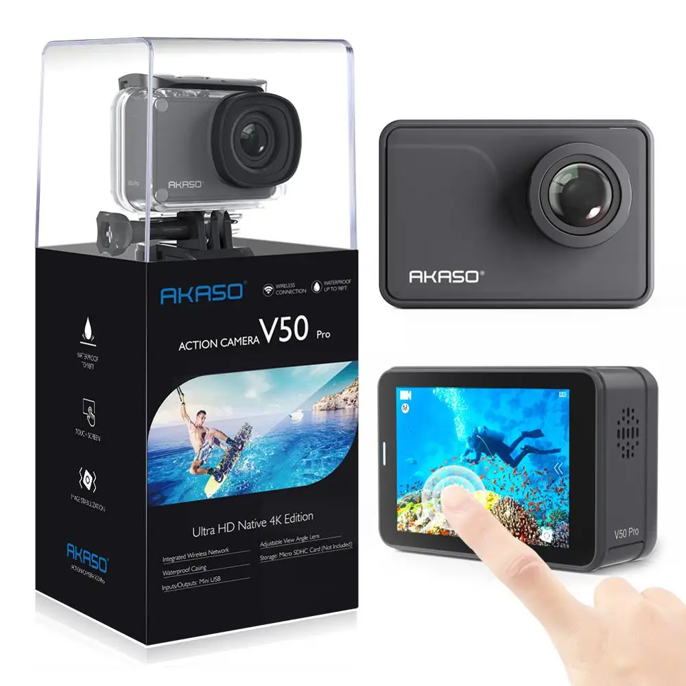 AKASO V50 Pro Native 4K/30fps 20MP WiFi Action Camera with EIS Touch Screen Adjustable View Angle 3