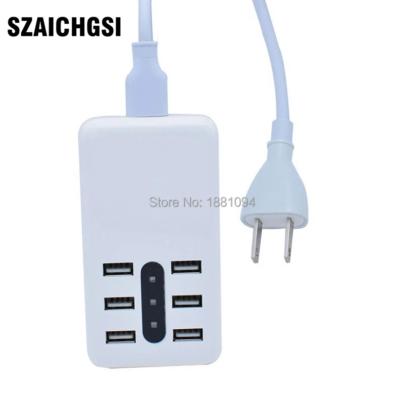 SZAICHGSI 1 5 m линия 6 портов EU US UK вилка USB питания для дома настенное зарядное