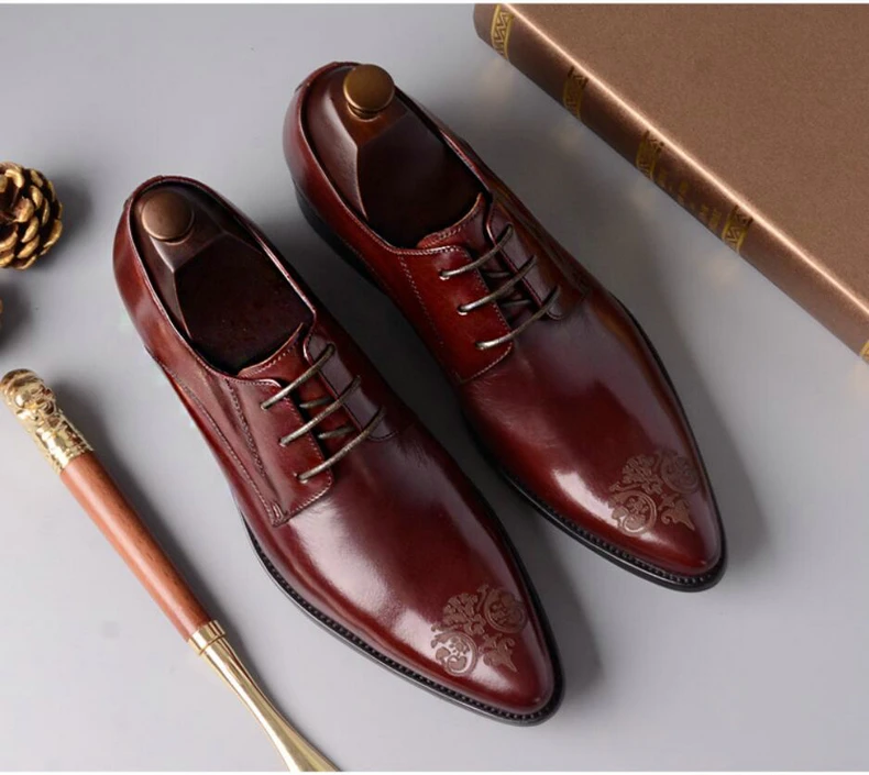 Mens Leather Casual Shoes Wedding Dress Shoe Genuine Leather Shoes Men Big Size Lace-up Oxford Shoes For Men Casual Plus Size 46 (15)