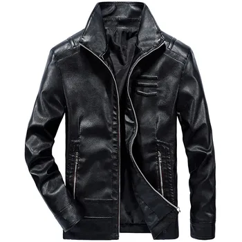 

2018 New Men's Leather Jacket Fashion Motorcycle PU Leather Coat Male Casual Autumn Winter Jackets Outerwear Faux Leather Coat