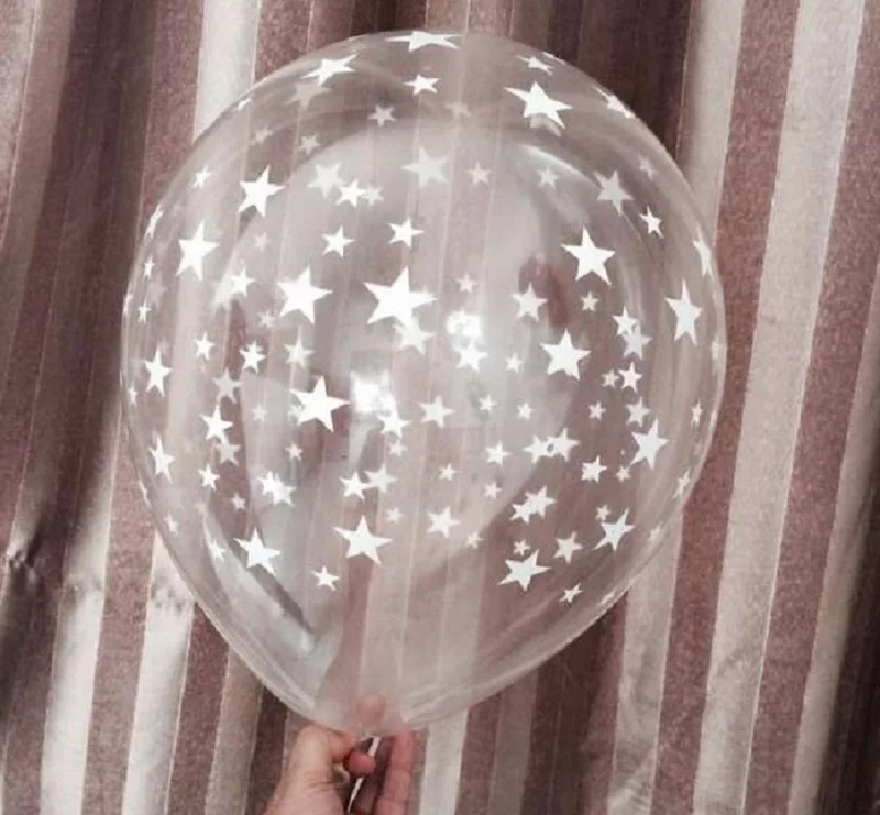 

10pcs/lot 12inch Clear Stars Romatic Pearl Latex Balloons Helium Transparent For Birthday Wedding Party Decor Globos Party