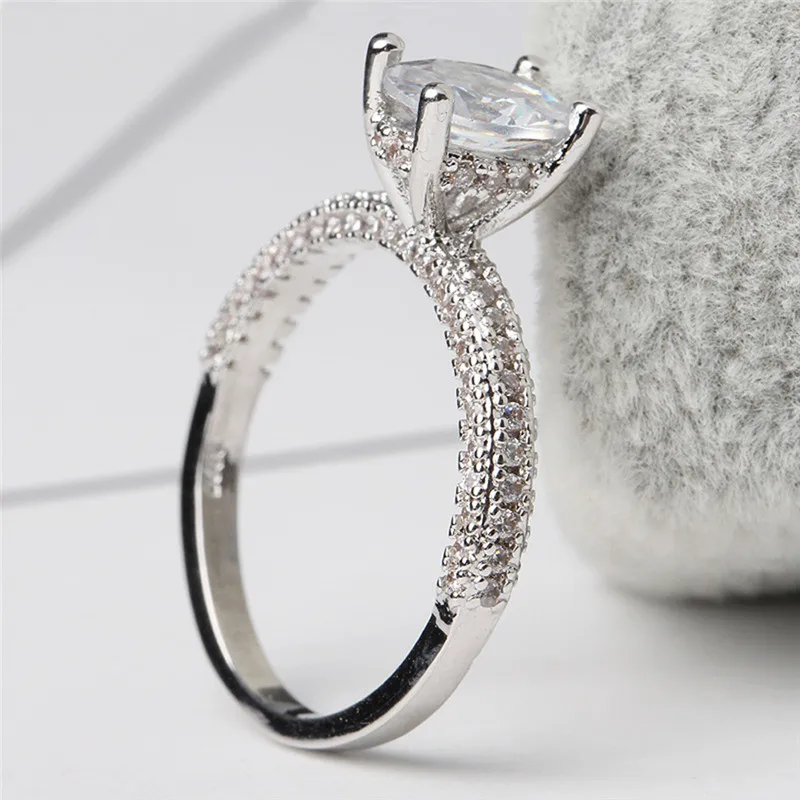 

ROMAD Full Cubic Zirconia ring for Women Silver Wedding Rings full Crystal Finger Ring Female Engagement Ring aneis feminino R4