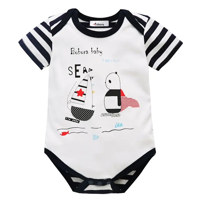 Newborn Toddler Baby Boys Short sleeve Striped Printed Clothes Romper