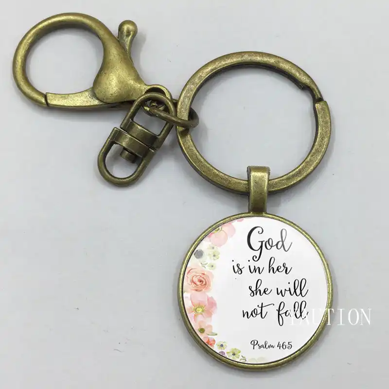 Psalm 465 Bible Verses God Is Within Her She Will Not Fall Nursery Verse Keychain Fashion Jewelry Religion Pendant Christian