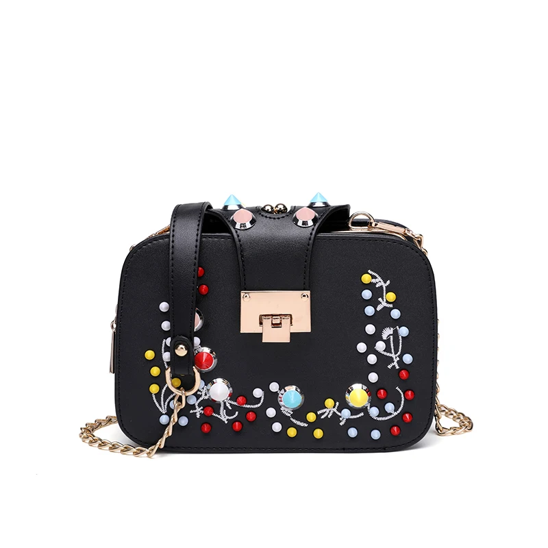 

KYYSLO Luxury Rivets Women's Bag Korean casual fashion women shoulder bag High Quality PU Leather Chain Messenger Bag