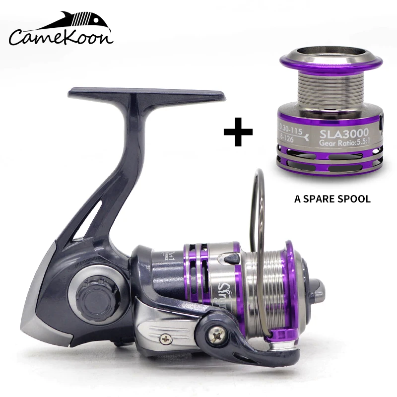 

CAMEKOON Fishing Reel 11+1 Ball Bearings 5.5:1 Gear Ratio Ultra Smooth Spinning Fishing Reel with Free Spare Aluminum Spool