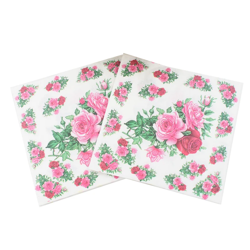 

[RainLoong] Flower Printed Paper Napkin Rose Festive & Party Tissue Napkin Supply Party Decoration Paper 20pcs/pack/lot