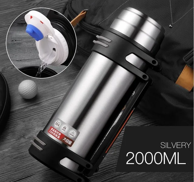 304 нержавеющая сталь модный термос 2000 мл Термос для кофе термосы путешествий на