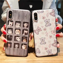 

For iphone X 10 case Animals bear lazy cat Pattern Relief Phone Case For iphone 6 6s 7 6/7 plus For iphone 8 8Plus Case