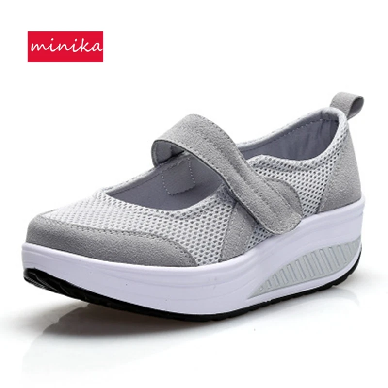 SWYIVY Women Toning Shoes Hook&Loop Platform Sport Shoes Women 2018 New Autumn Height Increasing Comfortable Swing Shoes Women