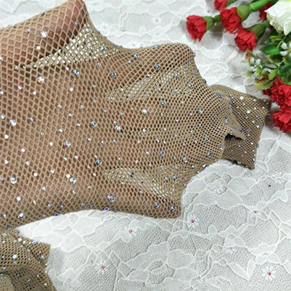 Сетка с хрустальными стразами Колготки в сетку чулки подходят для женских сетчатых очаровательных сексуальных костюмов - Цвет: Цвет: желтый