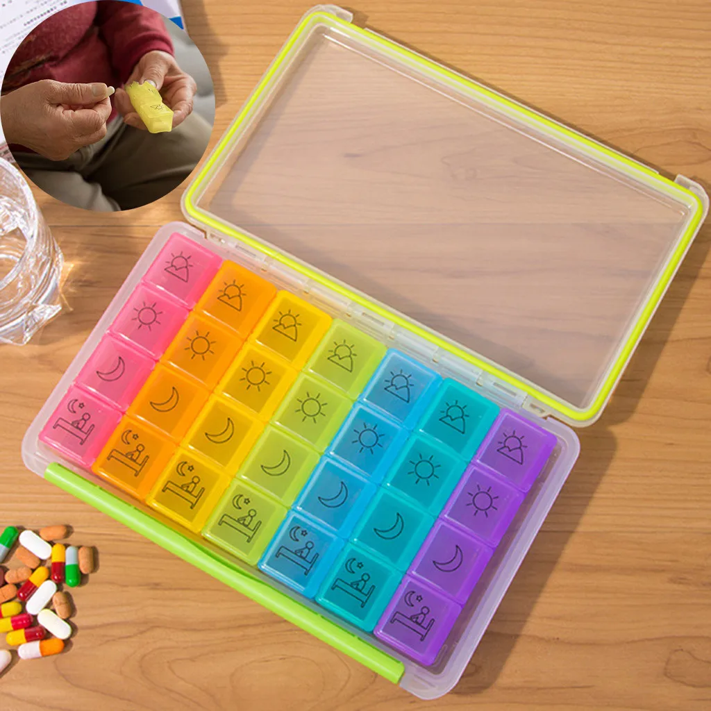 

Pill Box 28 Day Medicine Tablet Dispenser Organizer Weekly Storage Case Extra Large Mar#25