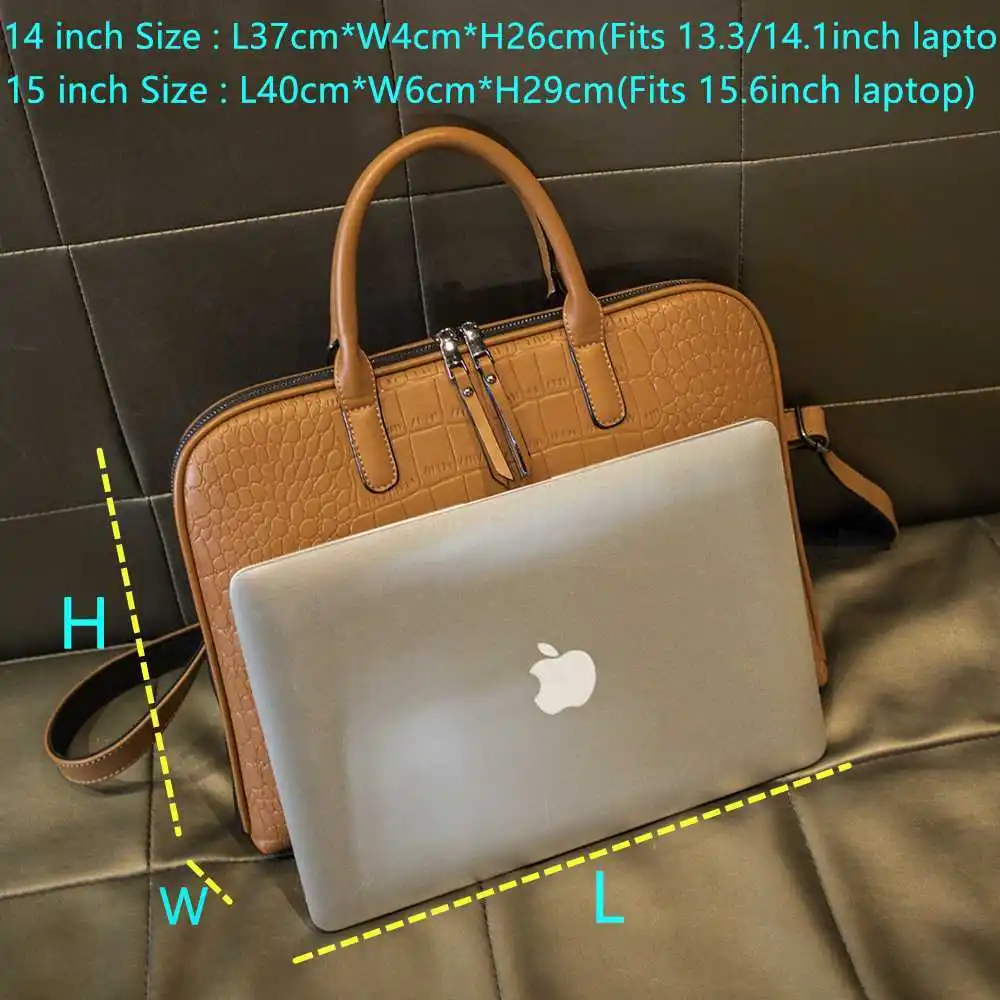 New Girls Shoulder Office Laptop Bags For Women Leather Business Briefcase Woman Laptop Handbag 13" 14" 15 Inch For Macbook Air