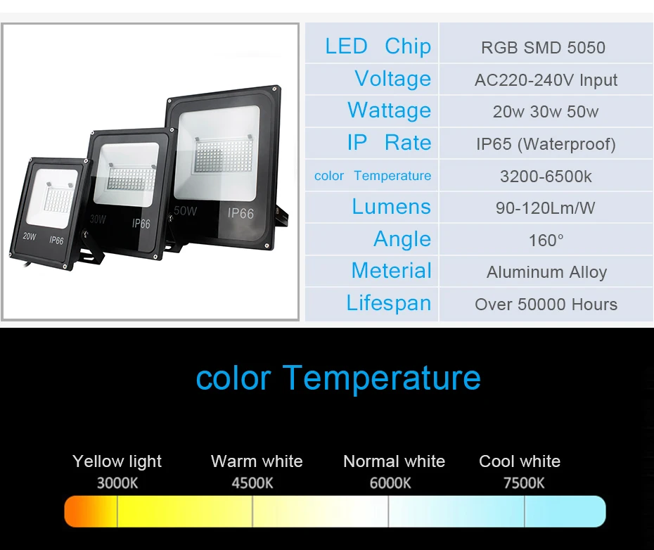 Светодиодный точечный светильник на открытом воздухе RGB прожектор светильник Цвет меняющийся Светодиодный отражатель, 20 Вт, 30 Вт, 50 Вт, ручная сборка Водонепроницаемый напольный светильник сада 220V