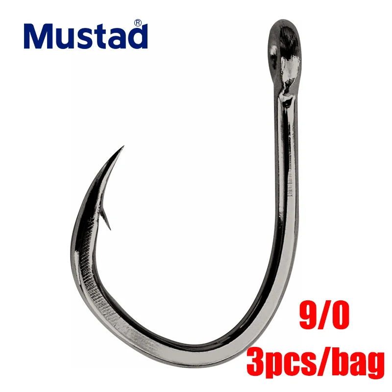 Mustad норвежский рыболовный крючок, супер мощный большой размер, круглые рыбные крючки, 7/0-10/0, 10874NP-BN - Color: 9-0