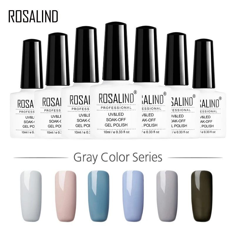 

ROSALIND Gel 1S 10ML Gray Color Series Gel Nail Polish UV Manicure Gel Varnishes fast dry long lasting For Nail Extension Primer