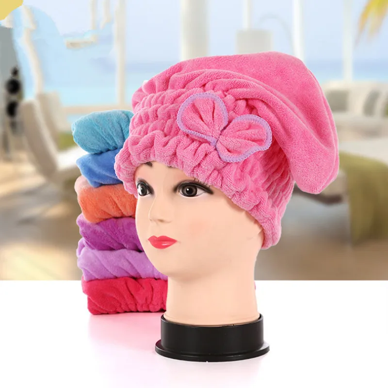 

6 Colors Microfiber Solid Quickly Dry Hair Hat Shower Caps Womens Girls Ladies Cap Bath Accessories Drying Towel Head Wrap Caps