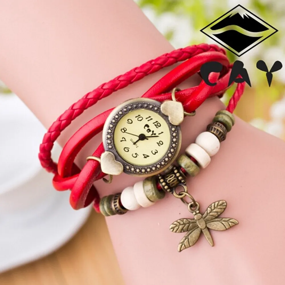 Роскошные часы Женское платье браслет часы Мода Античная Стрекоза женское кольцо-браслет на руку наручные часы подарок на день рождения