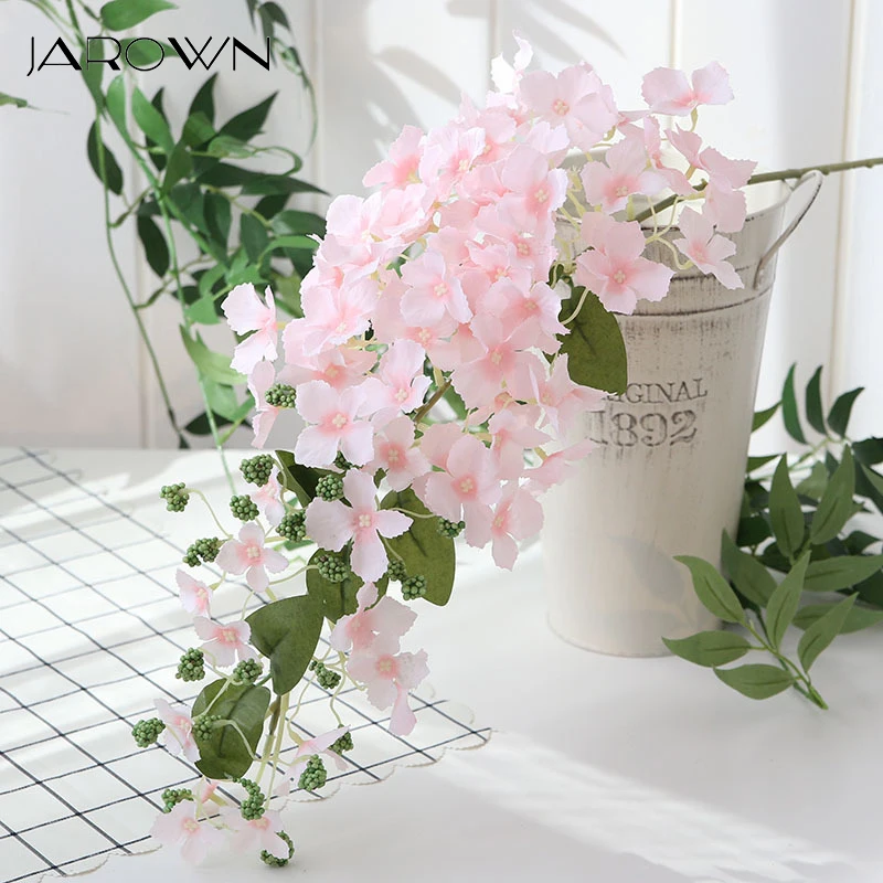 

JAROWN Simulation Long Hydrangea Wedding DIY Decorative Flower Home Party Decorations Flores Artificial Silk Fake Flowers