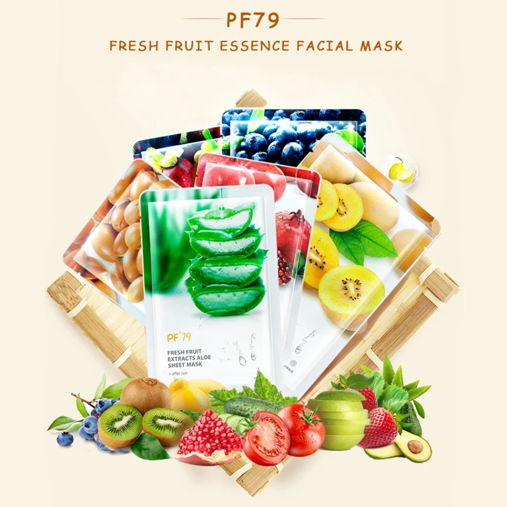 PF79 Skin Care Mask Set Fruit Extracts Face Mask Moisturizing Oil Control Moisturizing Whitening Anti Aging Sheet Facial Mask