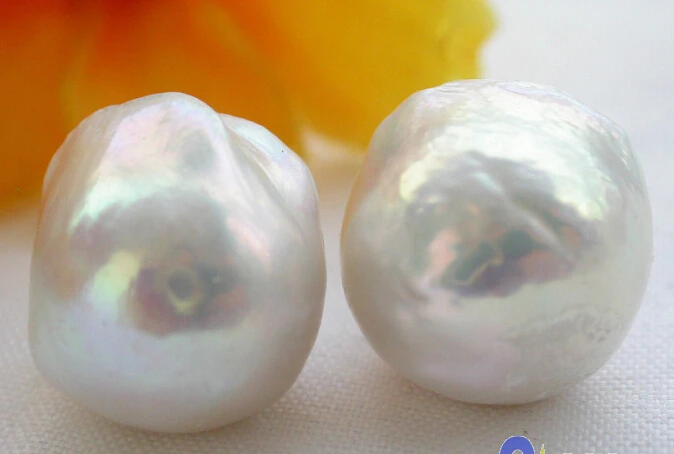 

Free Shipping Hot sale Free >>>>>Unusual 18mm Nature white keshi reborn pearl stud earring