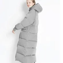 Длинное женское пуховое пальто с капюшоном, зимний пуховик на утином пуху, плотное женское пуховое пальто на заказ, любой размер