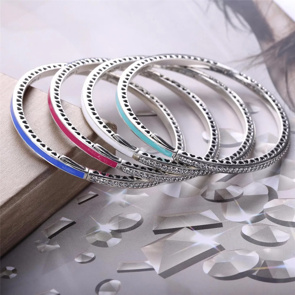 

925 sterling silver New Fashion jewelry Crystal Fit original Bracelet Shape Bradawl Luxury Bangles Women Christmas gift