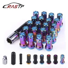 RASTP-20pcs/set M12x1.5/1.25 R40 Style 44mm Wheel Lug Nuts Racing Composite Lock Lug Nuts with Security Key RS-LN046 new style for rays wheel nuts iron racing official lug nuts 20pcs lock racing lug nuts wheel screw nuts for honda subaru nissna