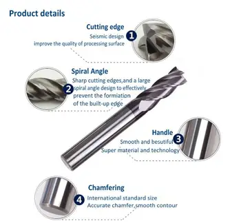 

JF 8mm 8x35x8x100 Solid Carbide 4 Flutes End Mills 50HRC TiAlN Coated Endmills Flat long size