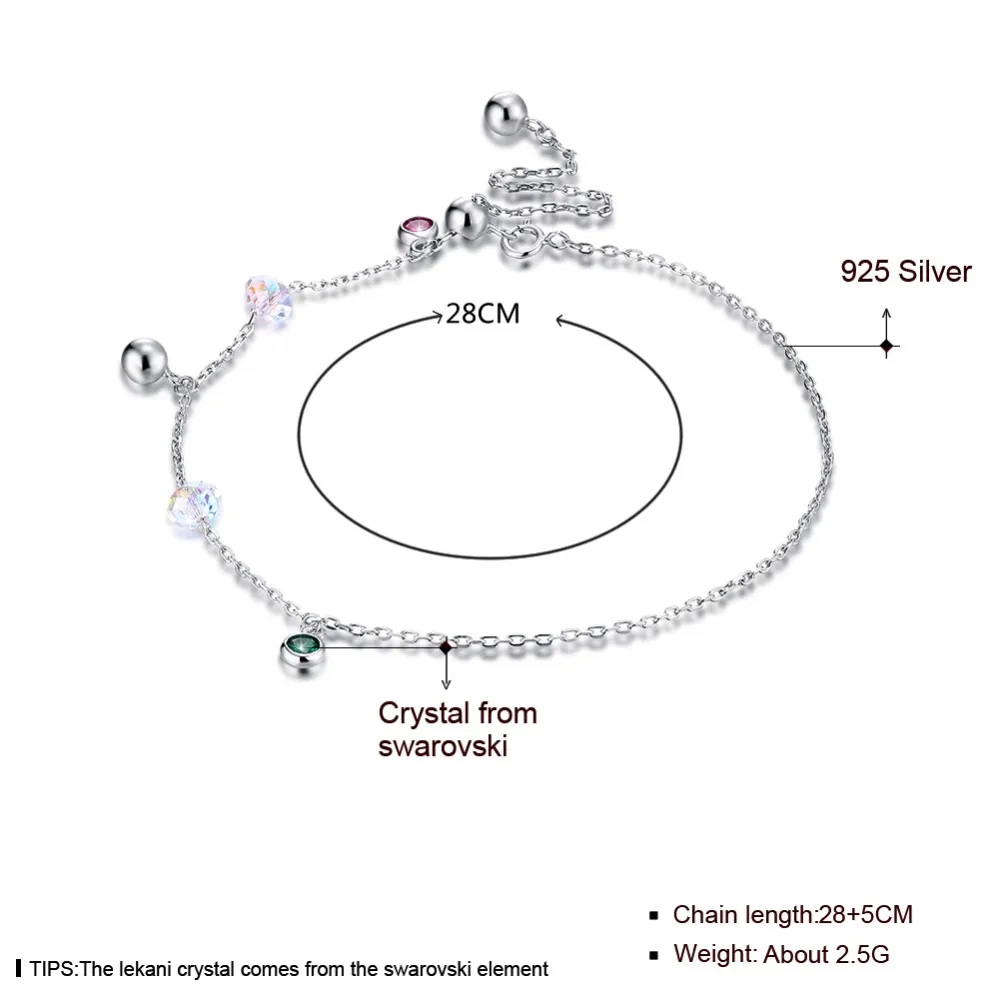 LEKANI кристаллами от Swarovski 925 пробы Серебряный ножные браслеты сторона воды Bezhu ювелирные украшения для женщин Девушка SVA600