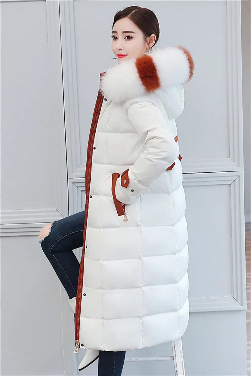 Discount New Winter down jacket women Lengthen parka Fox big fur collar Hooded coat female Plus size Thicken high quality down coats 2199 12