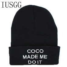Вышитые буквы COCO MADE ME DO IT милые вязаные шерстяные акриловые шапочки хип-хоп шапки для женщин Gorros Bonnets кепки s женские Лыжные шапки
