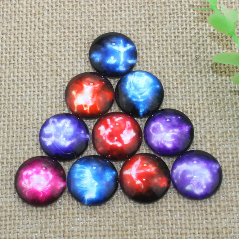 TYLFNL 50 pcs mix constellation Pattern Round Glass Cabochon 16mm 18mm Dome Flat Back DIY Jewelry Finding S-010309 Jewelry Findings