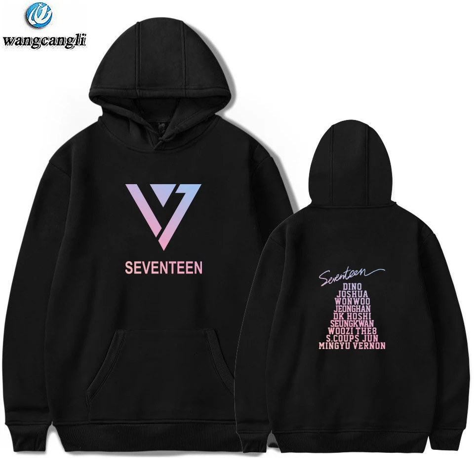 Толстовка с капюшоном надписью все члены и Kpop SEVENTEEN 17 флисовая толстовка для