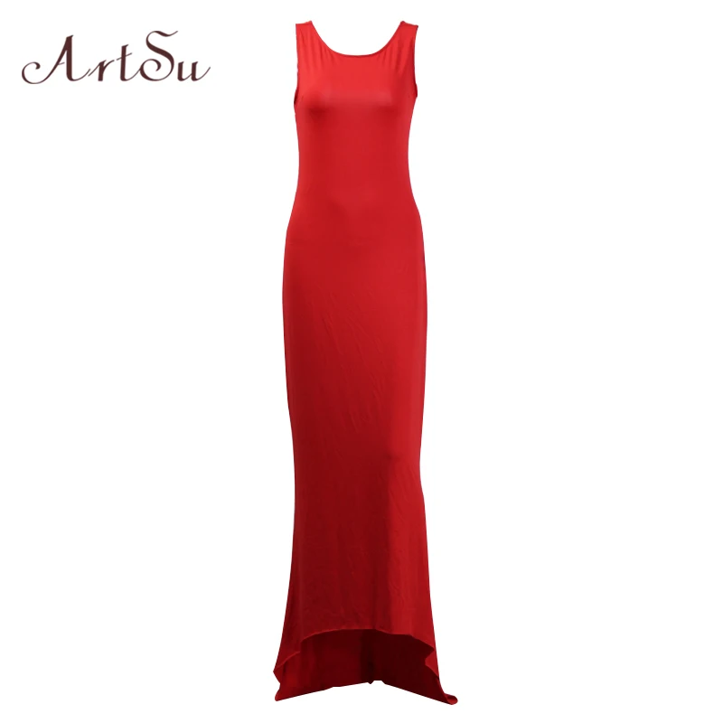 ArtSu Summer Style Women Long Dress Backless Dress