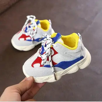 

New Boys Girls Baby Toddler Shoes 0-2 years Casual Running Shoes Soft Bottom Comfortable Stitching Color Children Sneakers