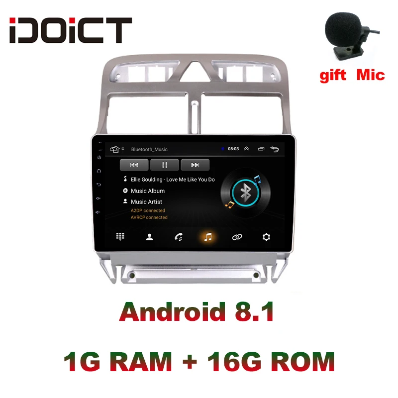 Tanie IDOICT Android 8.1 2.5D samochodowy odtwarzacz dvd odtwarzacz nawigacja multimedialna gps dla peugeot 307 307CC 307SW Radio 2002 2013 samochodowe stereo