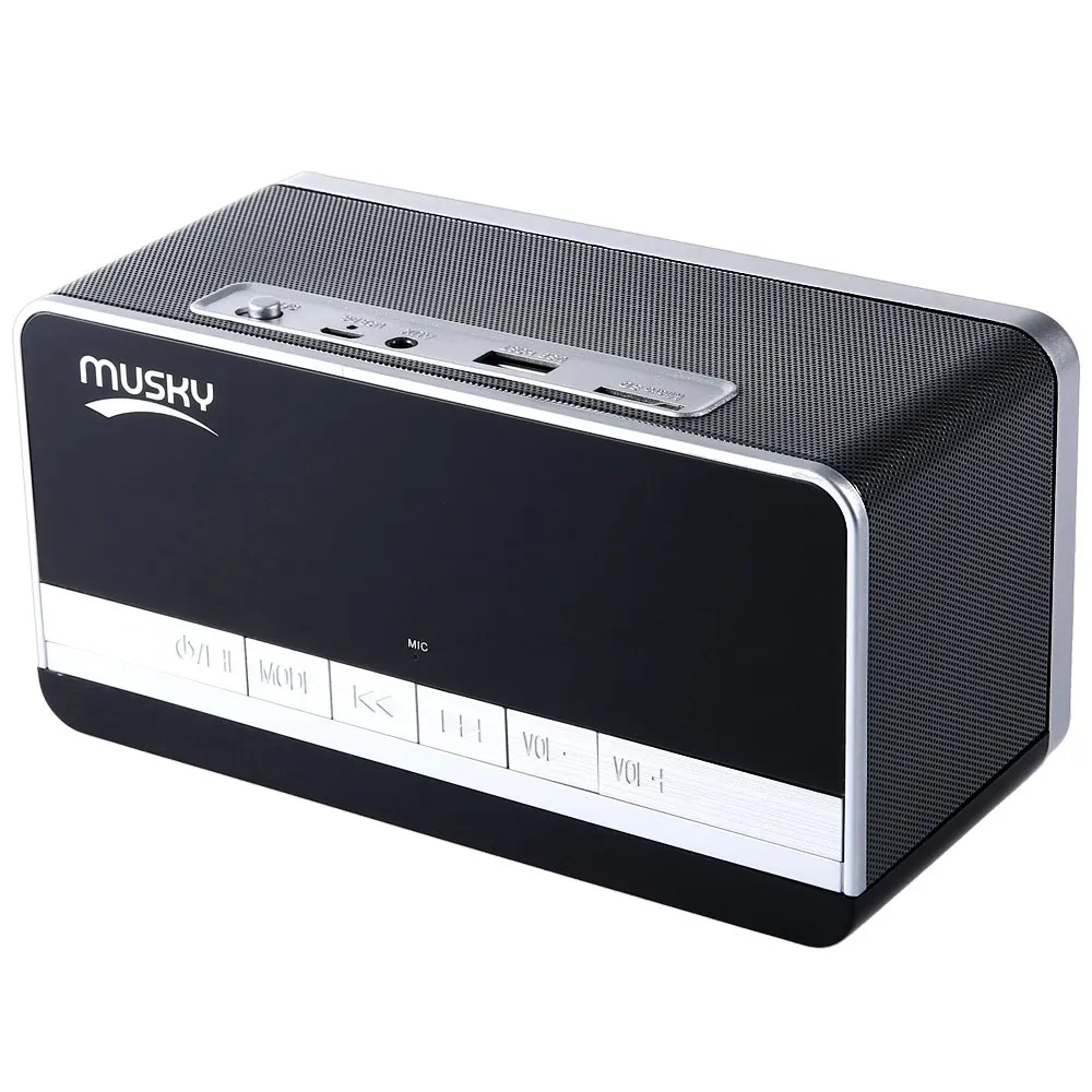MUSKY DY 27 Black Mini Portable Speakers Bluetooth Speaker with LED Display Clock Alarm FM Radio 