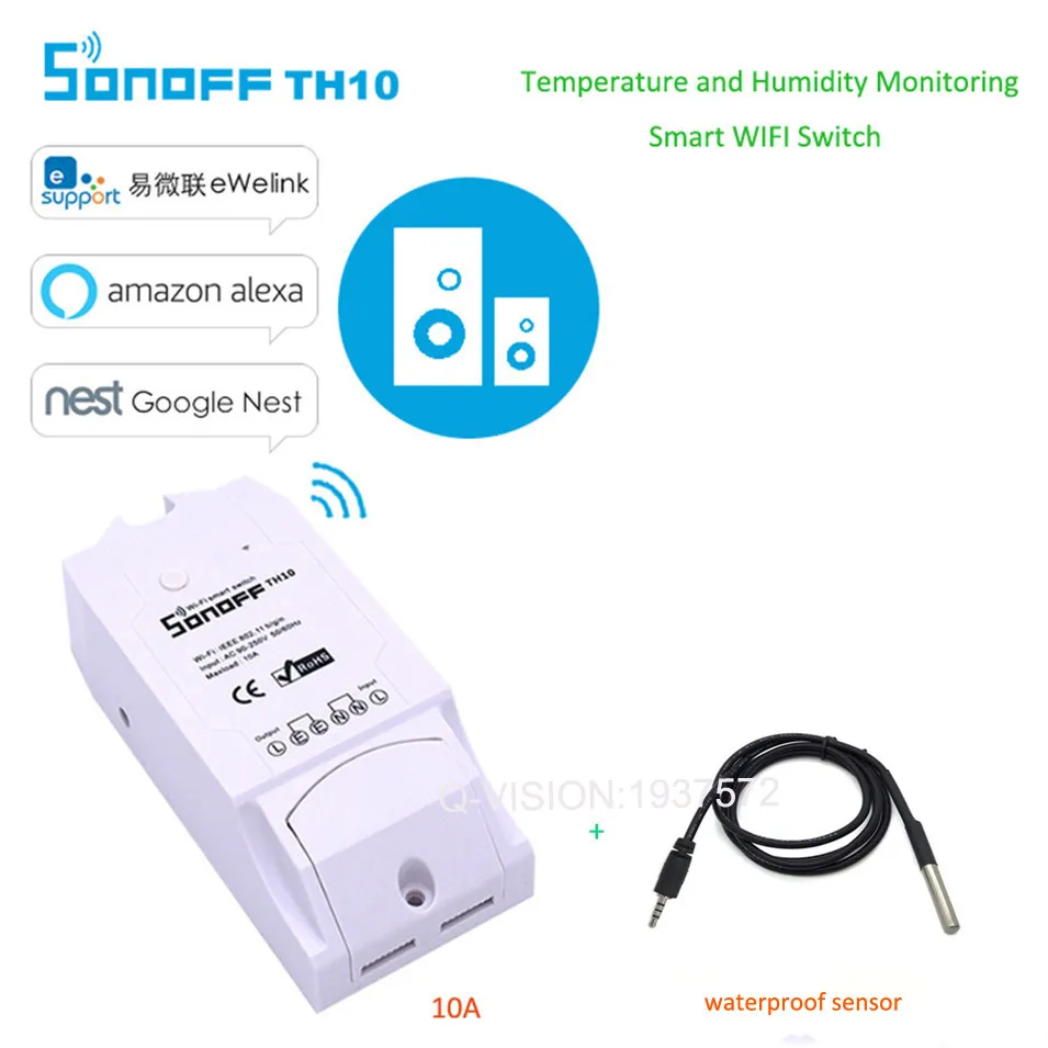 sonoff th 10A WiFi Smart удаленного коммутатора Управление Лер Температура влажность мониторинга Сенсор Smart Управление Функция времени