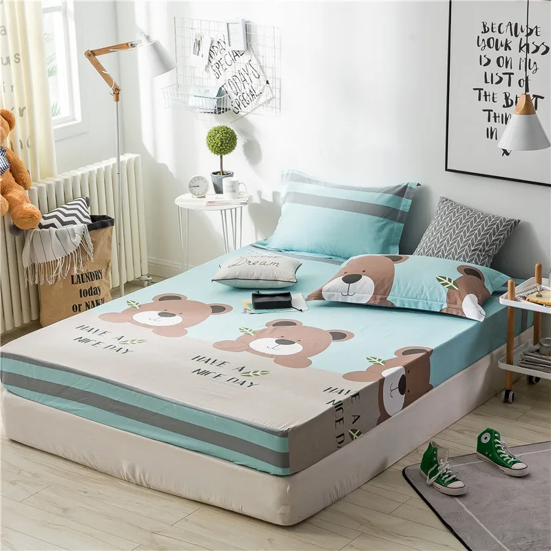 

Illucity 2018 spring summer cotton children fitted sheet set 3pcs with pillow cases double twin size