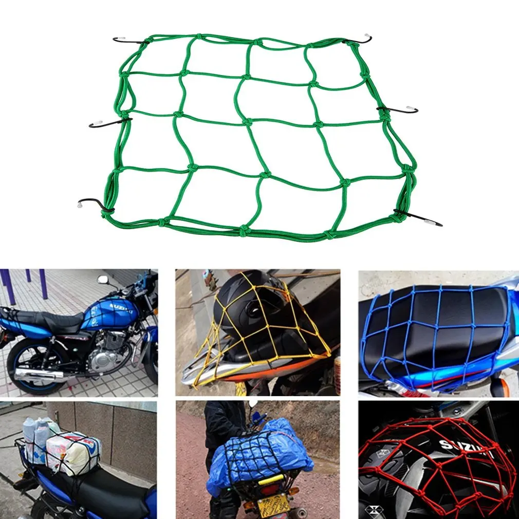 New arrival 6 Hooks Motorcycle Hold down Fuel Tank Mesh Net Luggage Helmet Mesh Net Mesh Bungee Mesh 5 colors hot selling