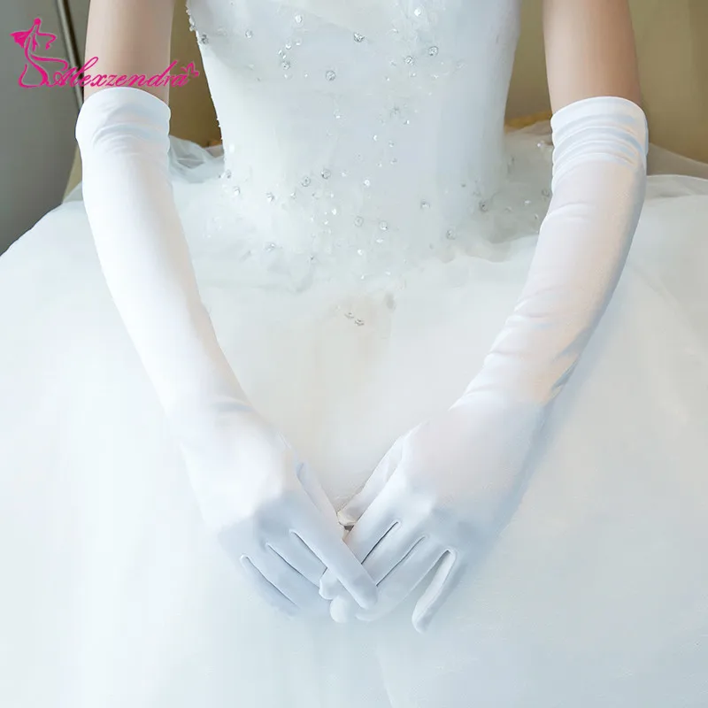 Alexzendra,, цвета слоновой кости, белый, Длинные атласные перчатки, свадебные перчатки для невесты, свадебные перчатки, аксессуары, новинка