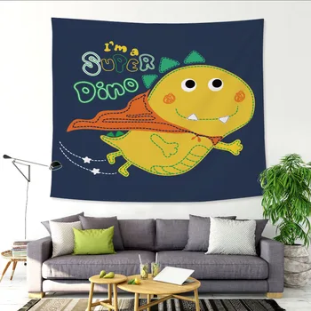 

Cartoon Small Dinosaur Bear Thickening Tapestry Custom Hang Cloth Children's Room Canvas Wall Tablecloth Tapestry Wall Hanging