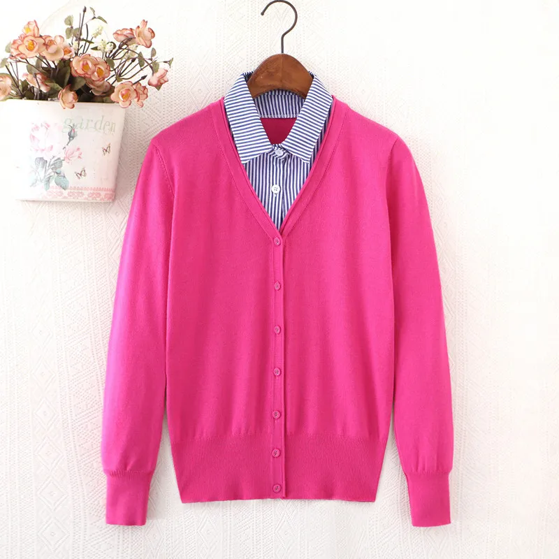 Women Knitted Cardigan New Autumn Shirt Collar Fake Two-Piece Tops Spring Large Size Leisure Slim Fit Ladies Sweater Coat Lj354