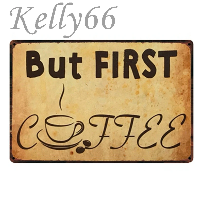 [Kelly66] Кофе но сначала настенная живопись Декор для кафе 20*30 см Размеры y-1406 | Дом и