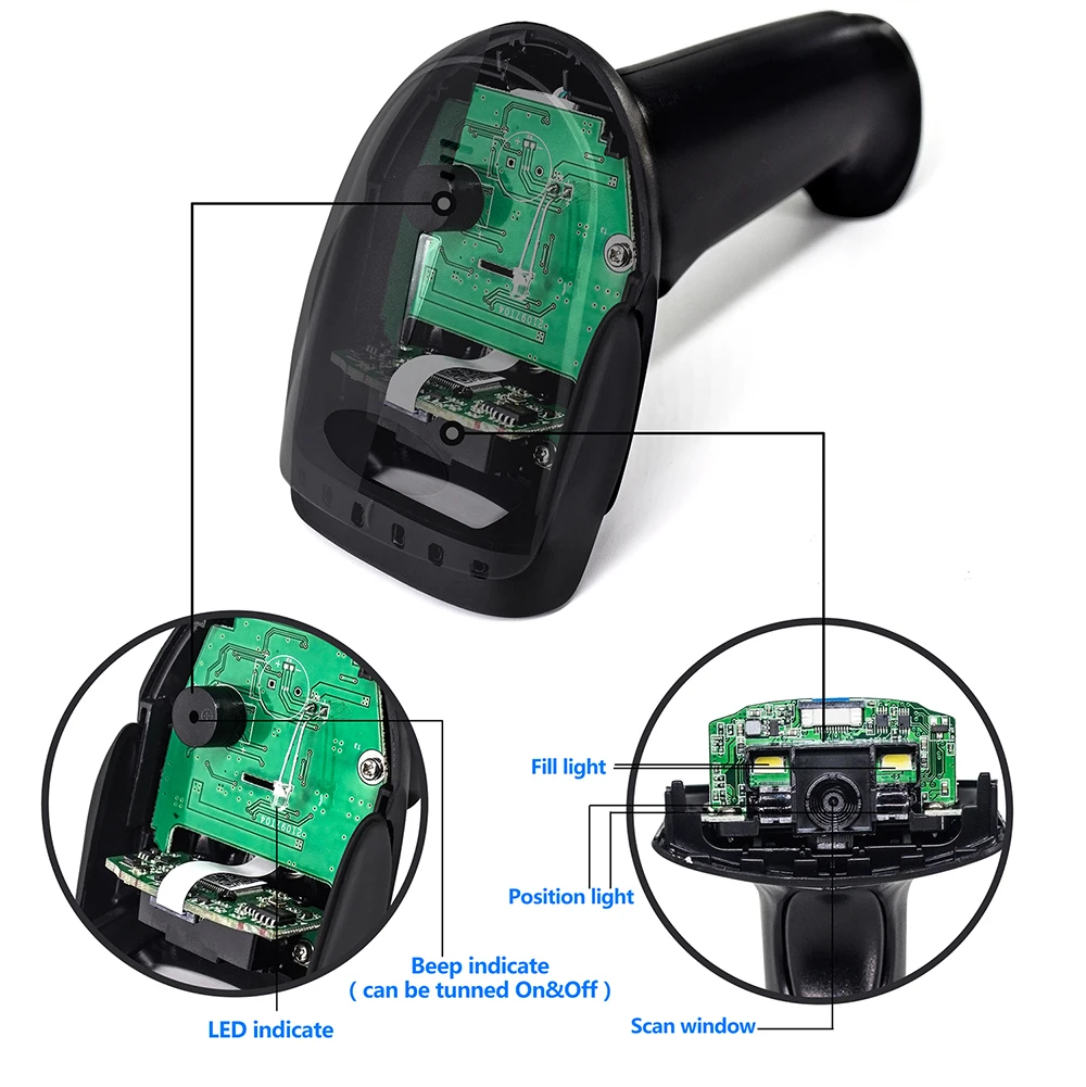 Сканер штрих кода 2D Symcode 1D/2D CMOS Ручной Проводной USB2.0 считыватель работа для